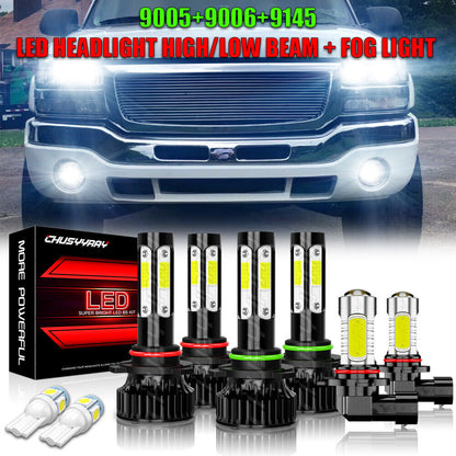 Per GMC Sierra 1500 2003-2006 -6x 6000K LED Lampadine Combo Fari + Fendinebbia