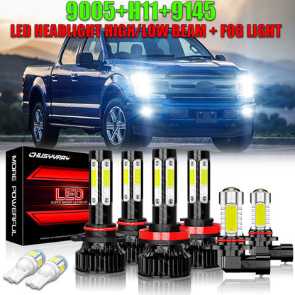 Per Ford F 150 2015-2020 6x LED Faro Hi/Lo + Fendinebbia Combo Kit 6000K