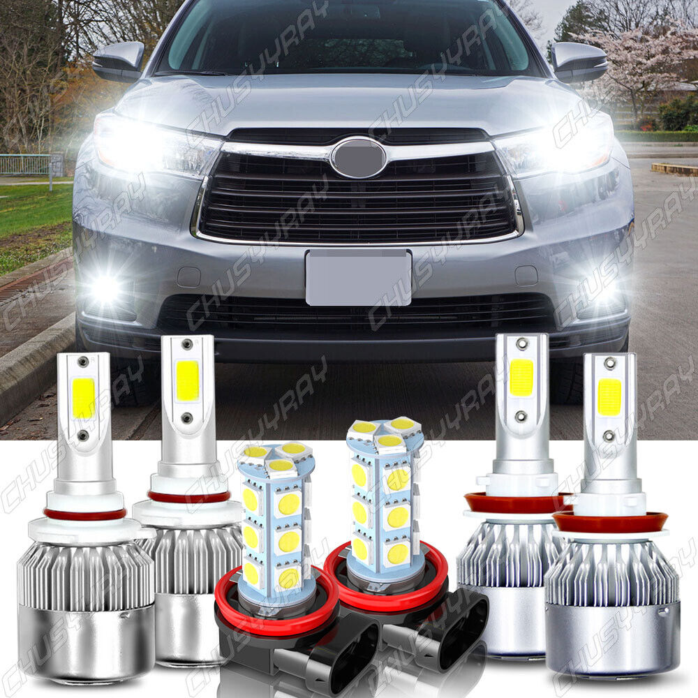 Per Toyota Highlander 2015-2019 6x LED Fari Fendinebbia Lampadine Combo Kit 6000
