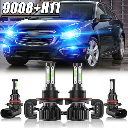 For Chevy Cruze 2011-2013 2014 15 LED Headlight Hi/Lo + Fog Light Bulb Combo 