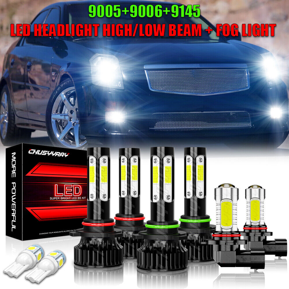 For Cadillac CTS 2003-2007 LED Headlight Fog Lamp 6x Bulbs Kit