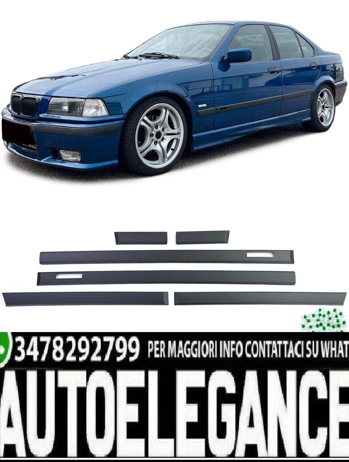 Strisce per porte modanature antiurto 6 pezzi adatte per BMW Serie 3 E36