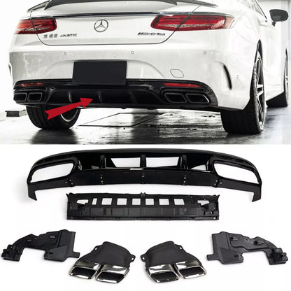 💯Diffusore+ Terminali Di Scarico (CROMATO) Adatto Per Mercedes S-KL. C217.💯