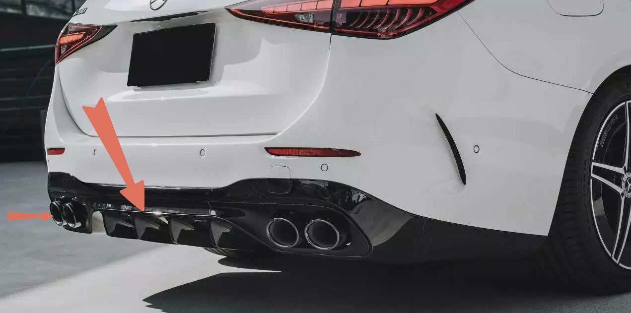 Diffusore + terminali di scarico (CROMO) ADATTO PER MERCEDES W206
