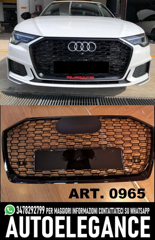 0965 Griglia a nido d'ape griglia completa nera lucida adatta per Audi A6 C8 2019+