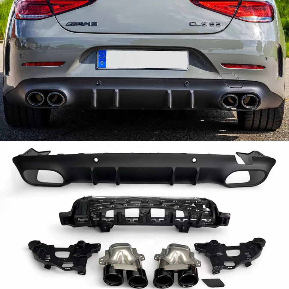 KIT DIFFUSORE ADATTO PER  Mercedes X257 C257 CLS + pezzi di scarico (NERO)