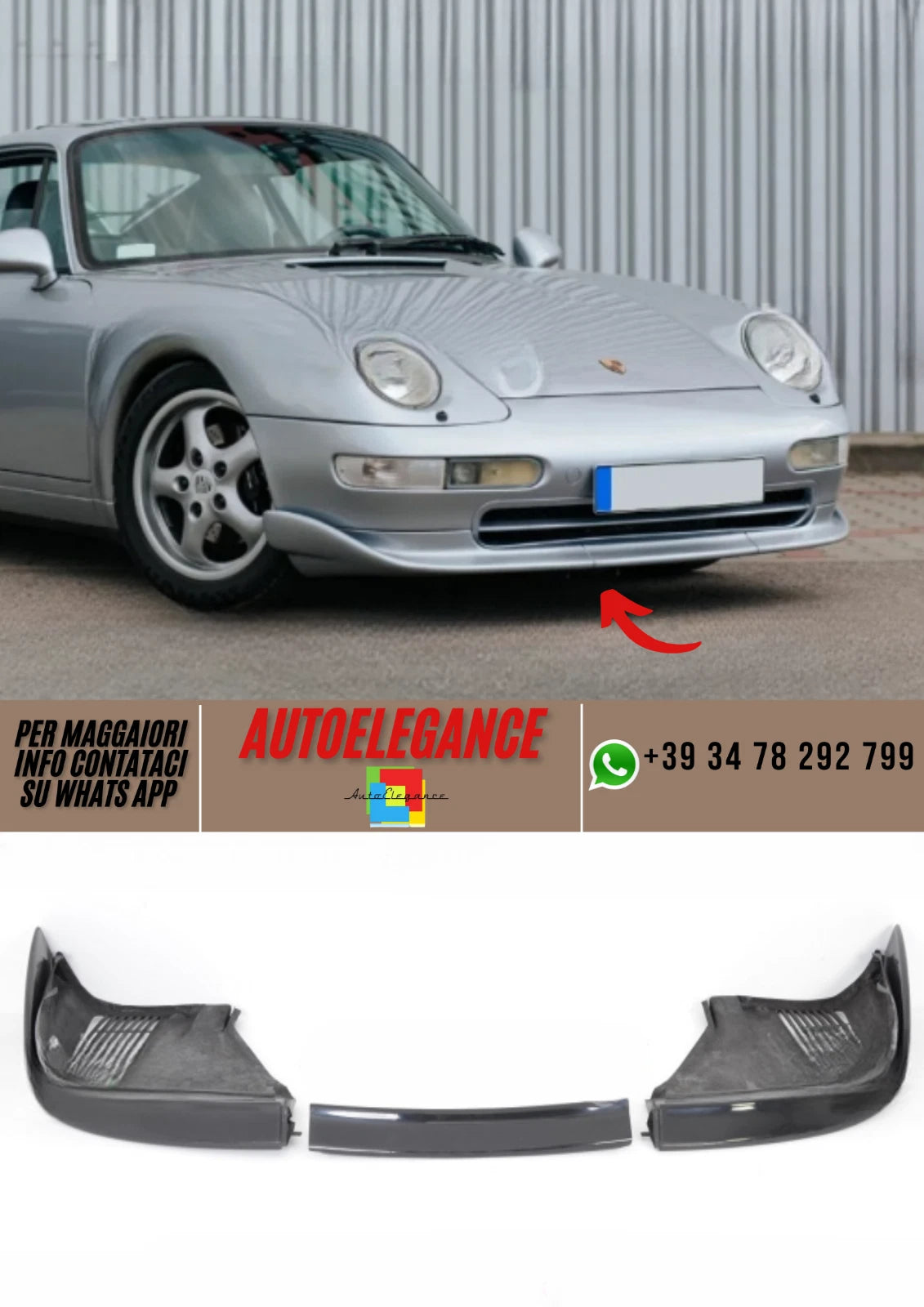 ❤️Spoiler paraurti anteriore PORSCHE 911 993 1994-1998 Clubsport RS GT2❤️