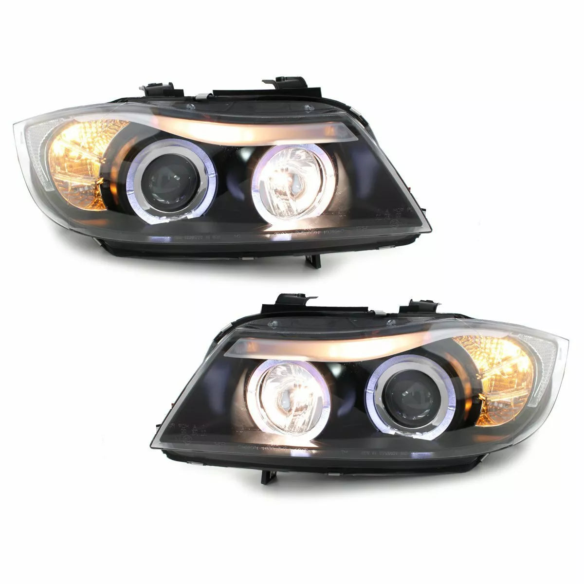 FANALE LED ANGEL EYES per BMW Serie 3 E90 E91 05-08 NERO LIMOUSINE TOURING