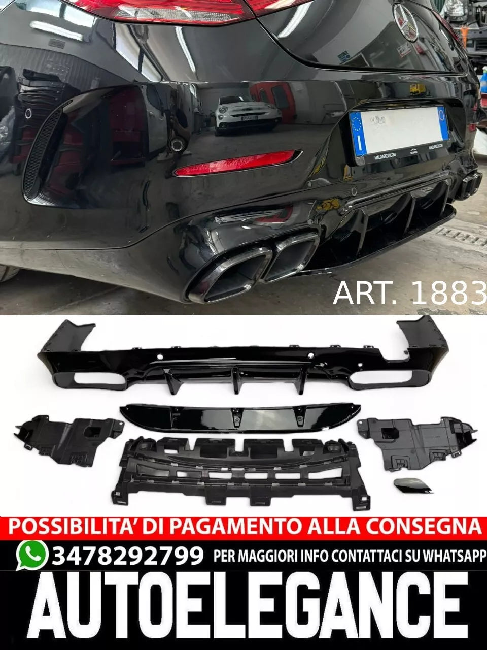 DIFFUSORE ADATTO PER MERCEDES CLS C257 2018+ AMG LOOK CLS63s NERO LUCIDO-
