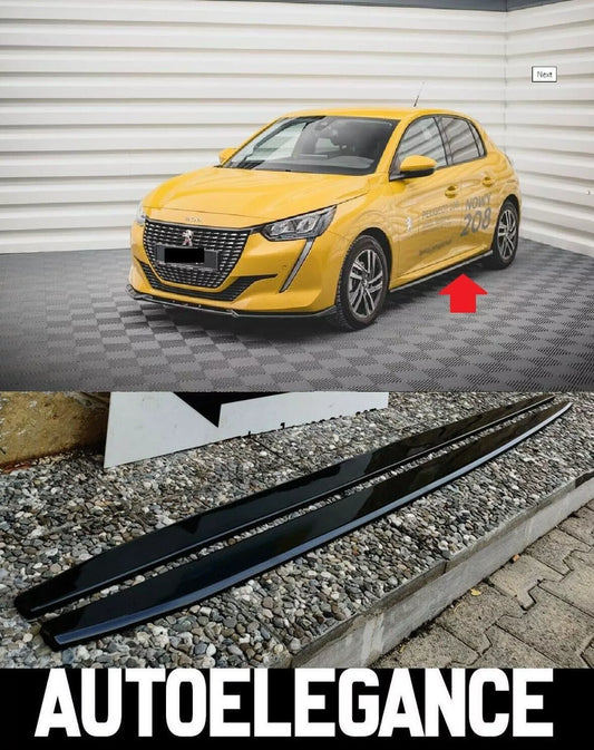 0476 PEUGEOT 208 FLAPS SOTTO MINIGONNE ABS NERO LUCIDO SPLITTER