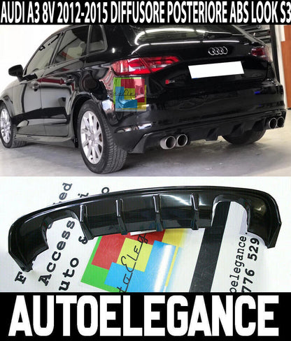 2+2 0063 FUSORE AUDI A3 8V 2012-2015 SPORTBACK SOTTO PARAURTI POSTERIORE S3 QUATTRO .-