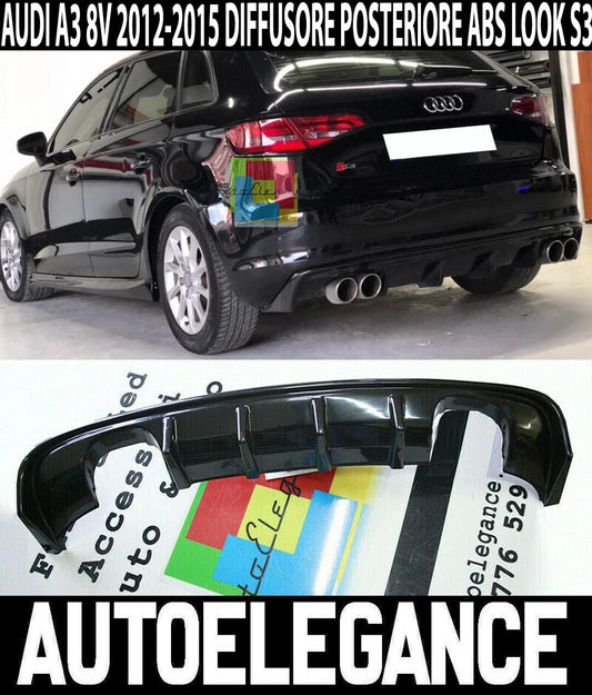2+2 0063 FUSORE AUDI A3 8V 2012-2015 SPORTBACK SOTTO PARAURTI POSTERIORE S3 QUATTRO .-