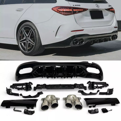 Diffusore + terminali di scarico (NERO) ADATTO PER MERCEDES W206