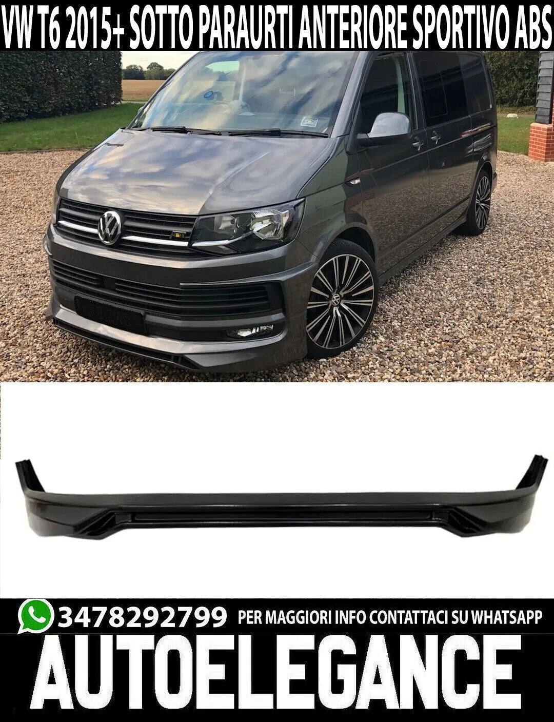 LÈVRE POUR VW TRANSPORTER T6 SOUS PARE-CHOC AVANT EN ABS SPLITTER