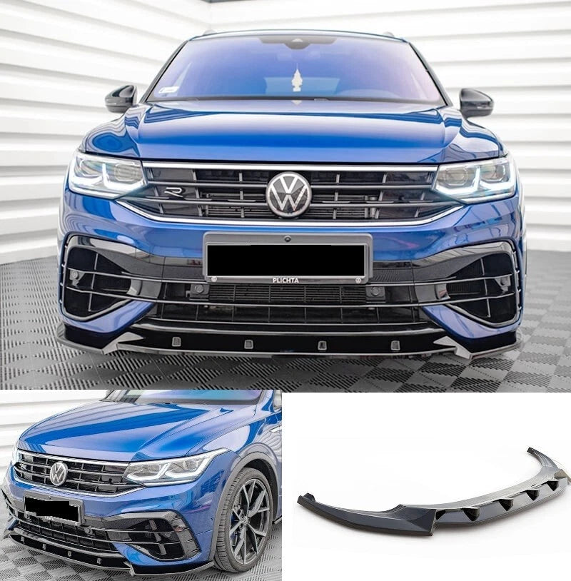 SPLITTER VW TIGUAN II AD1 LIP NERO LUCIDO SOTTO PARAURTI ABS RS DESIGN 3P MK2