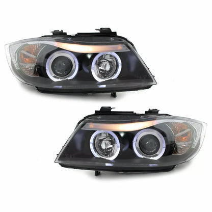 FANALE LED ANGEL EYES per BMW Serie 3 E90 E91 05-08 NERO LIMOUSINE TOURING
