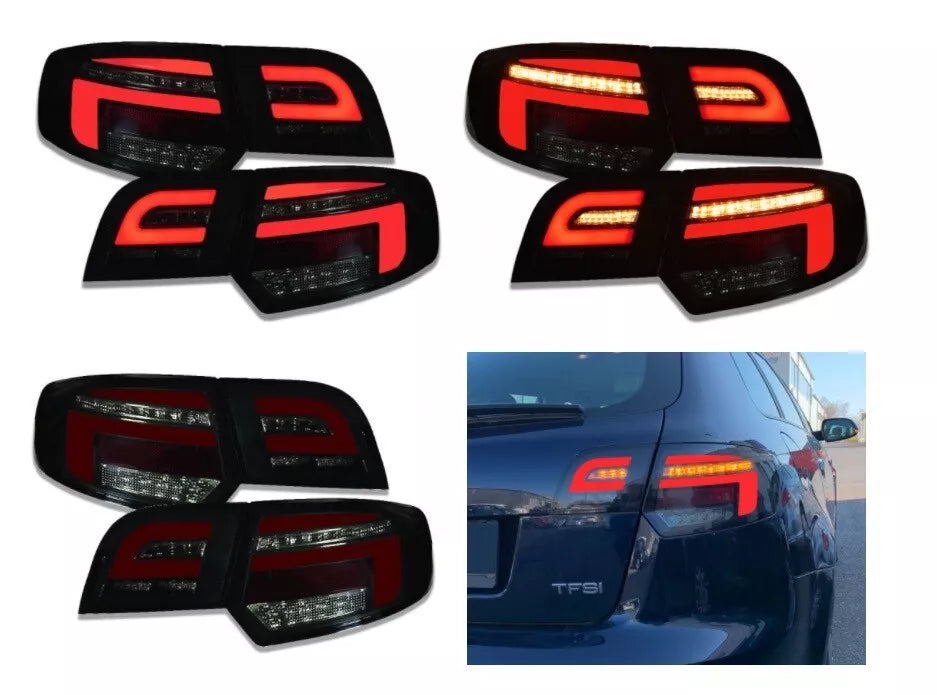 Lightbar Fanali Posteriori Led Neri per Audi A3 8P Sportback 03-08 RA17SLBSY Set