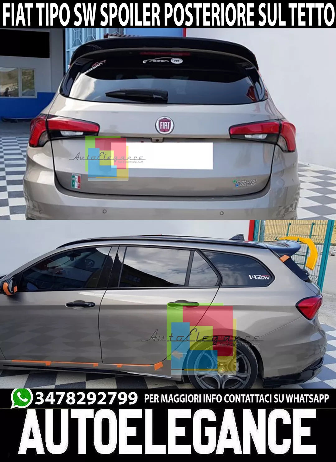 SPOILER POSTERIORE SUL TETTO PER FIAT TIPO STATION WAGON ALETTONE SPORTIVO
