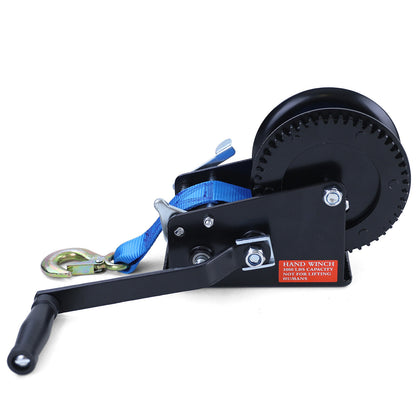 Verricello professionale verricello a mano nero con cinghia blu 1500kg 8 metri