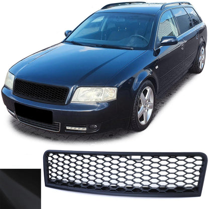 Honeycomb radiator grille without emblem matt black for Audi A6 4B C5 
