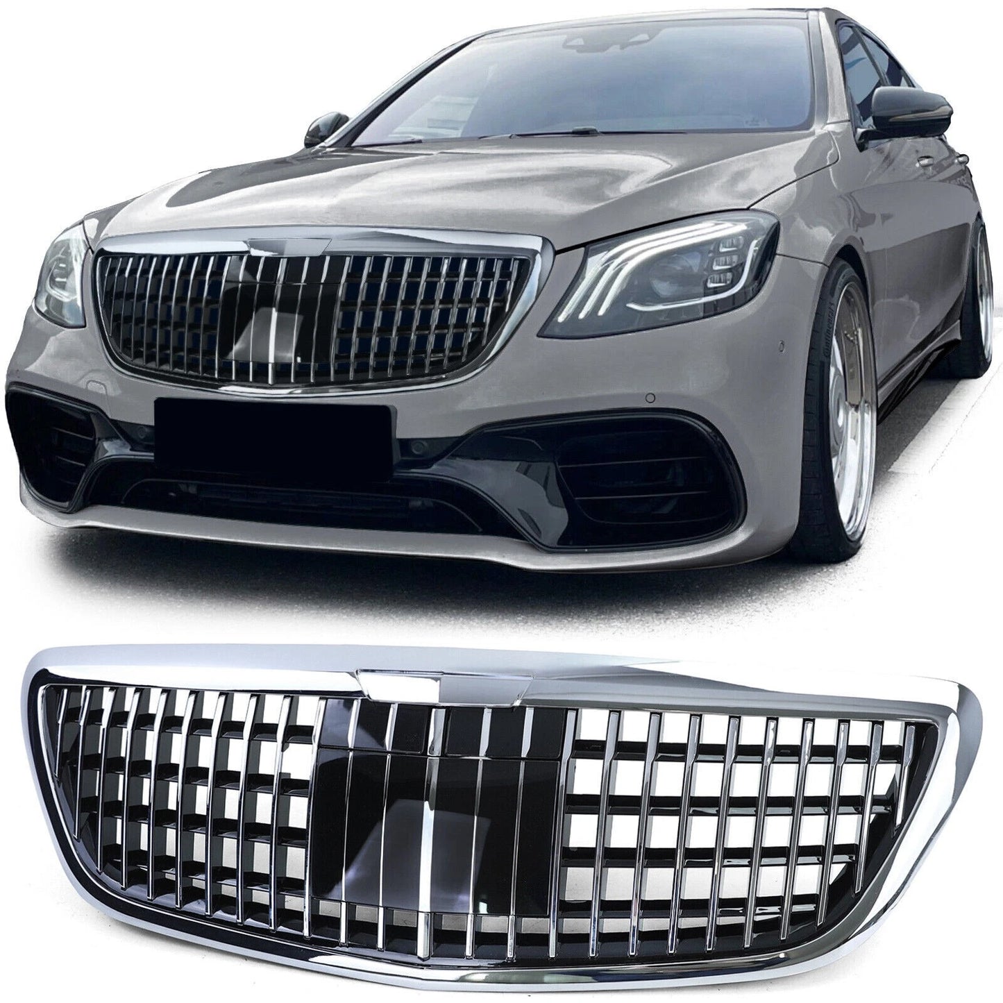 Griglia sportiva MB cromata per Mercedes classe S W222 senza Night Vision 13-20