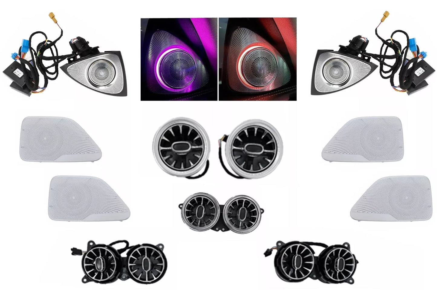 ⭐Kit Griglie  64 colori LED Rotante Tweeter Porta Copertina per Mercedes S W222⭐