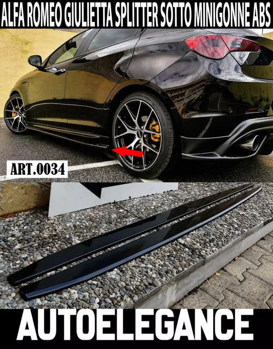 0034 ALFA ROMEO GIULIETTA 2010 AL 2021 SPOILER SPLITTER SOTTO MINIGONNE ABS NERO