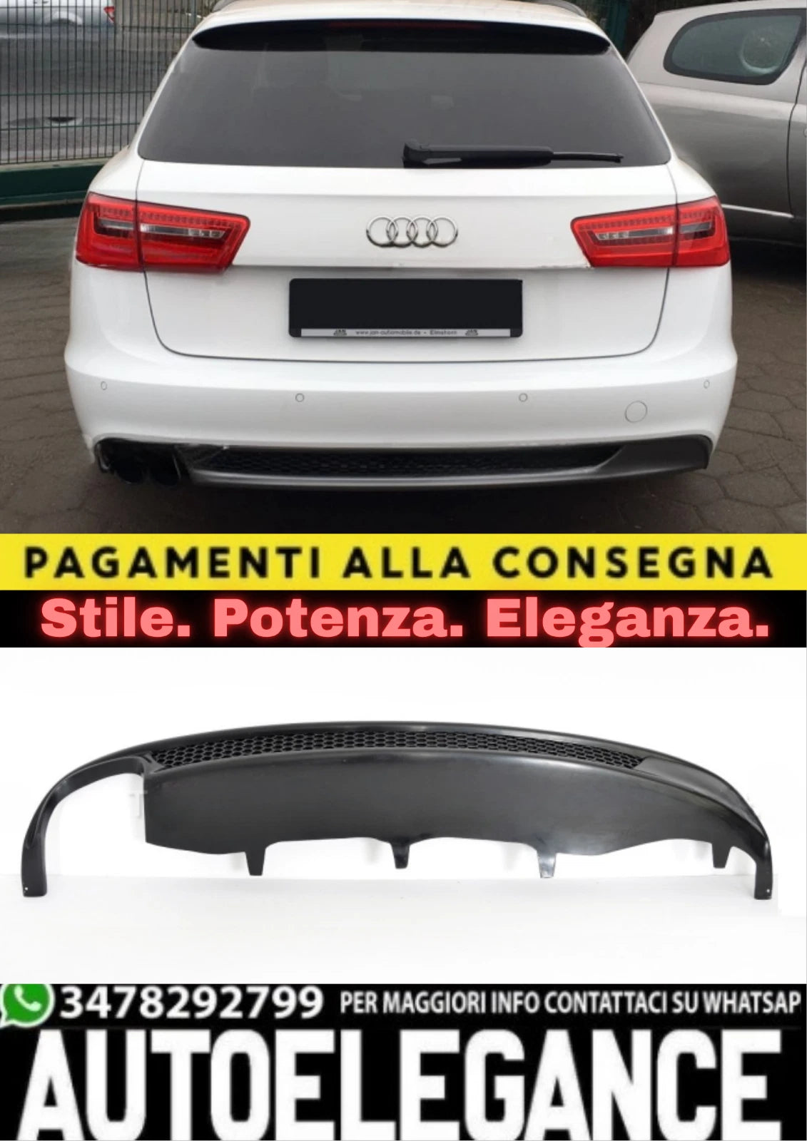 💎2253 DIFFUSORE PER AUDI A6 4G C7 2011-2014 STANDARD LOOK SLINE 2SX GREZZO💎