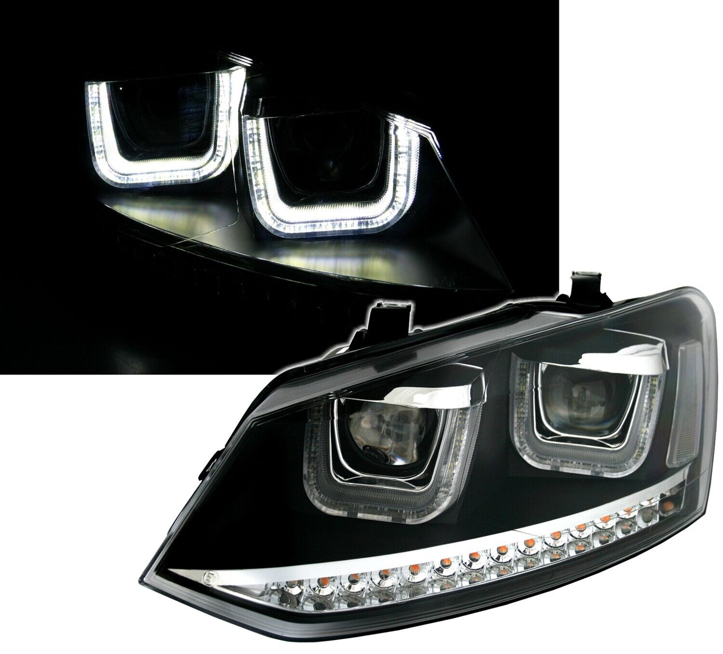 Set fari a LED indicatori di direzione per VW Polo 6R U-Tube luce diurna