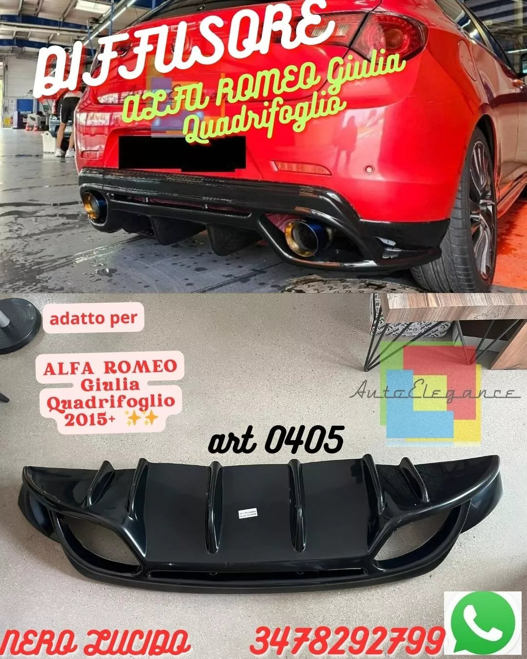 ✨✨0405 DIFFUSORE ADATTO PER ALFA ROMEO Giulietta look Quadrifoglio ✨✨-