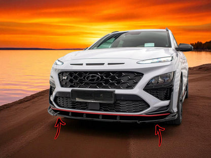 🔥Splitter Anteriore V2 in ABS Nero Lucido per Hyundai Kona N MK1🔥