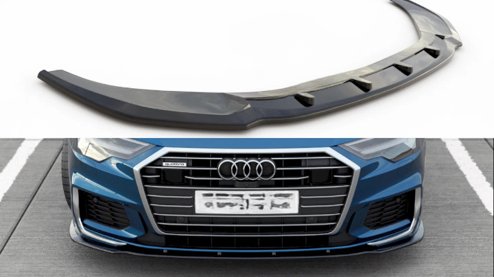 🔥Splitter Anteriore V2 in ABS Nero Lucido per Audi S6 / A6 S-Line C8 🔥