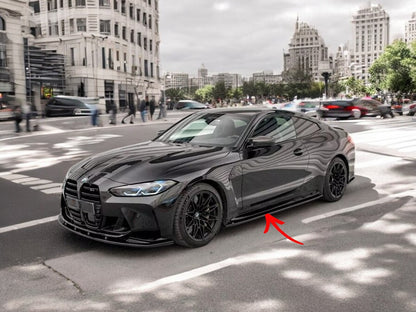 ✨MINIGONNE LATERALI V2 design nero lucido ABS per BMW M4 G82 2021+✨