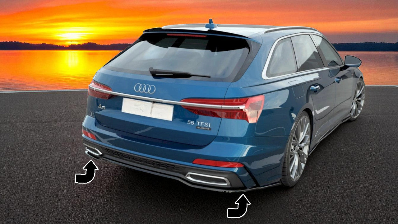 ✨Splitter Posteriore Centrale in ABS Nero Lucido per Audi A6 C8 Avant S-Line ✨
