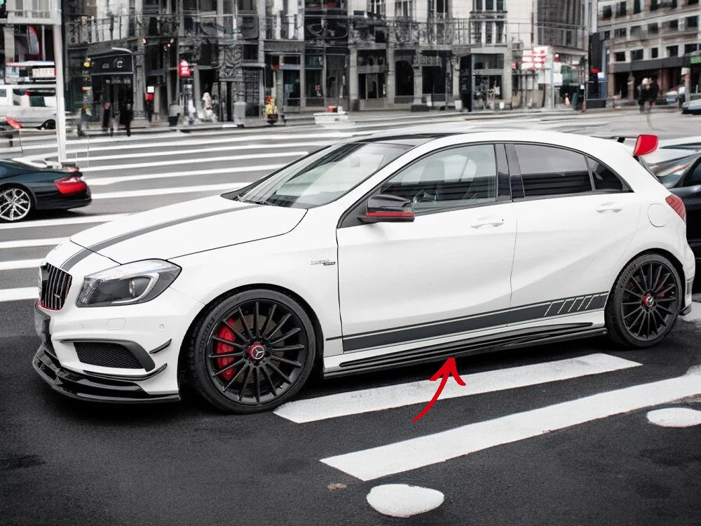 ✨MINIGONNE Laterali per Mercedes A45 AMG W176 Nero Lucido ABS 2012-2016✨