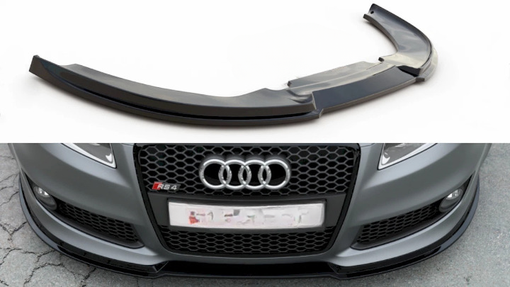 ✨Splitter Anteriore V1 in ABS Nero Lucido per Audi RS4 B7 (2006–2008) ✨