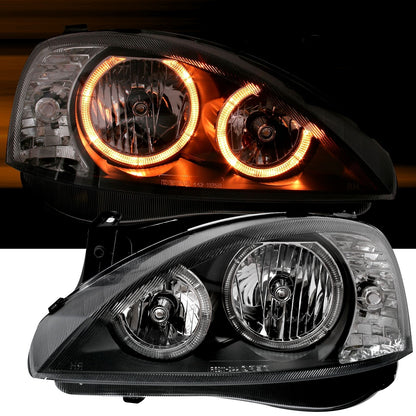 Angel Eyes Headlight Set for Opel Corsa C 00-06 in Black H7 Left Right 