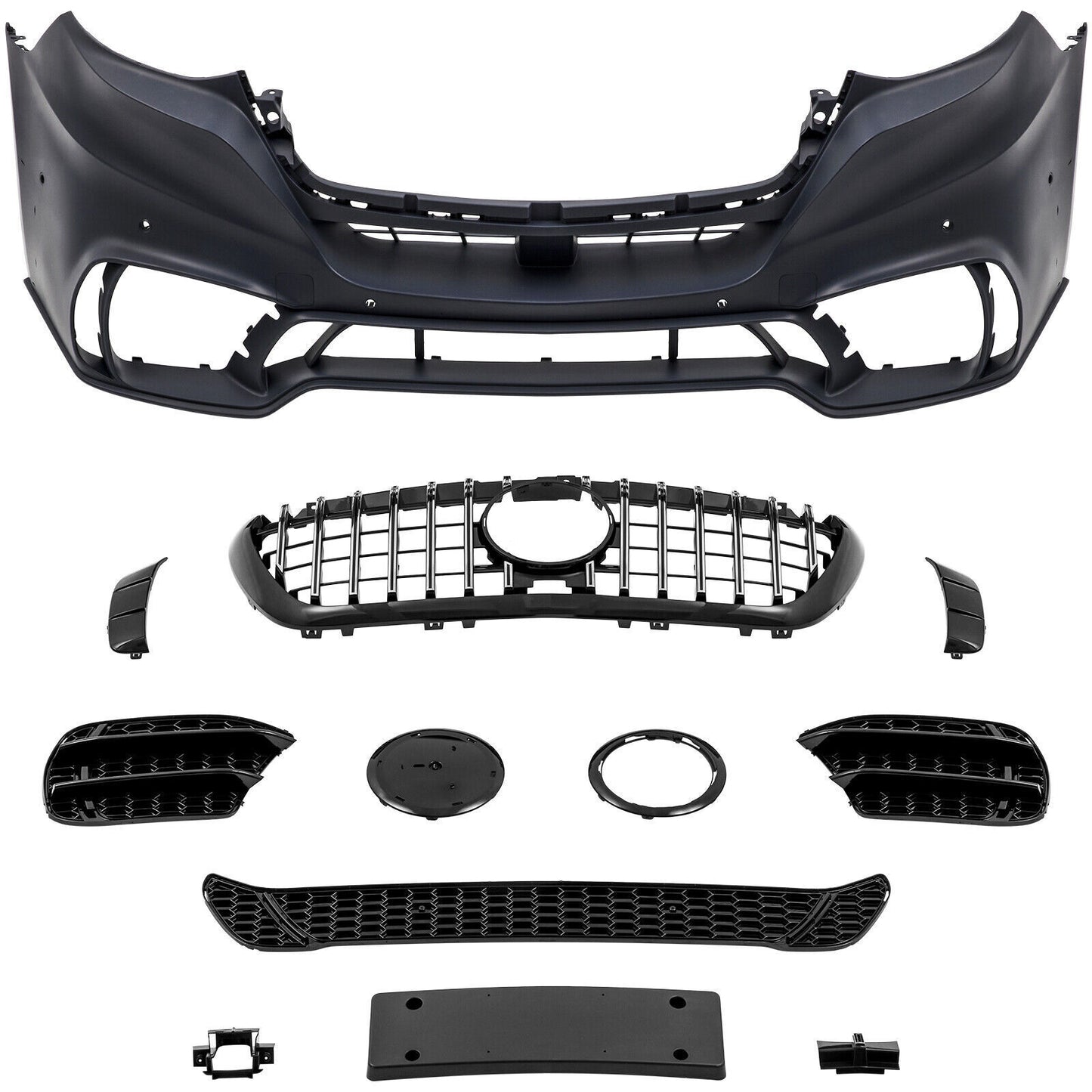 Front bumper suitable for Mercedes Sprinter W907 910 black chrome 