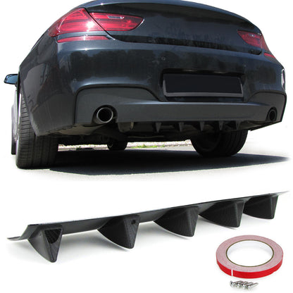 Diffusore posteriore universale per paraurti posteriore con 5 alette carbon look