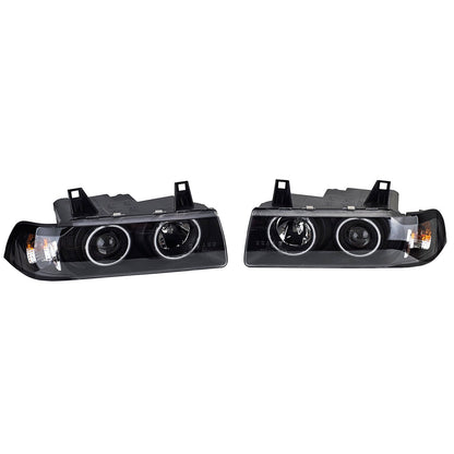 Faro anteriore CCFL Angel Eyes aftermarket compatibile con BMW Serie 3 E36 Coupé Cabrio