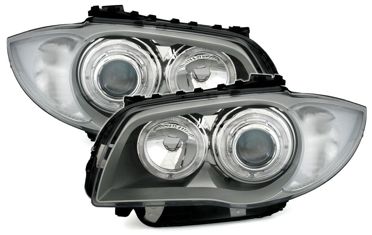 Angel Eyes Headlight Set White LED Rings for BMW 1 Series E81 E82 E87 E88 Silver 