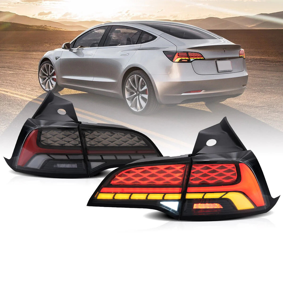 Luci posteriori a LED per fanali posteriori Tesla Model 3/Y 2017-2023 con animazione di avvio