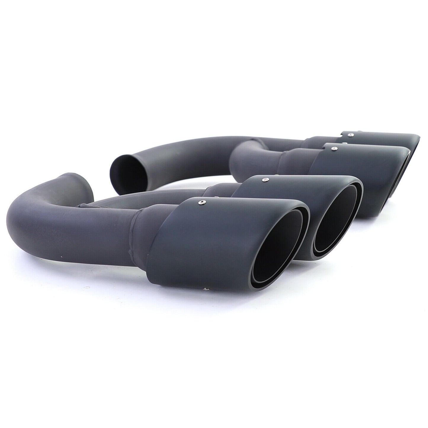 Aftermarket Black Stainless Steel Dual Exhaust Pipes Compatible with Porsche Cayenne 92A 3.0 Diesel 10-14 