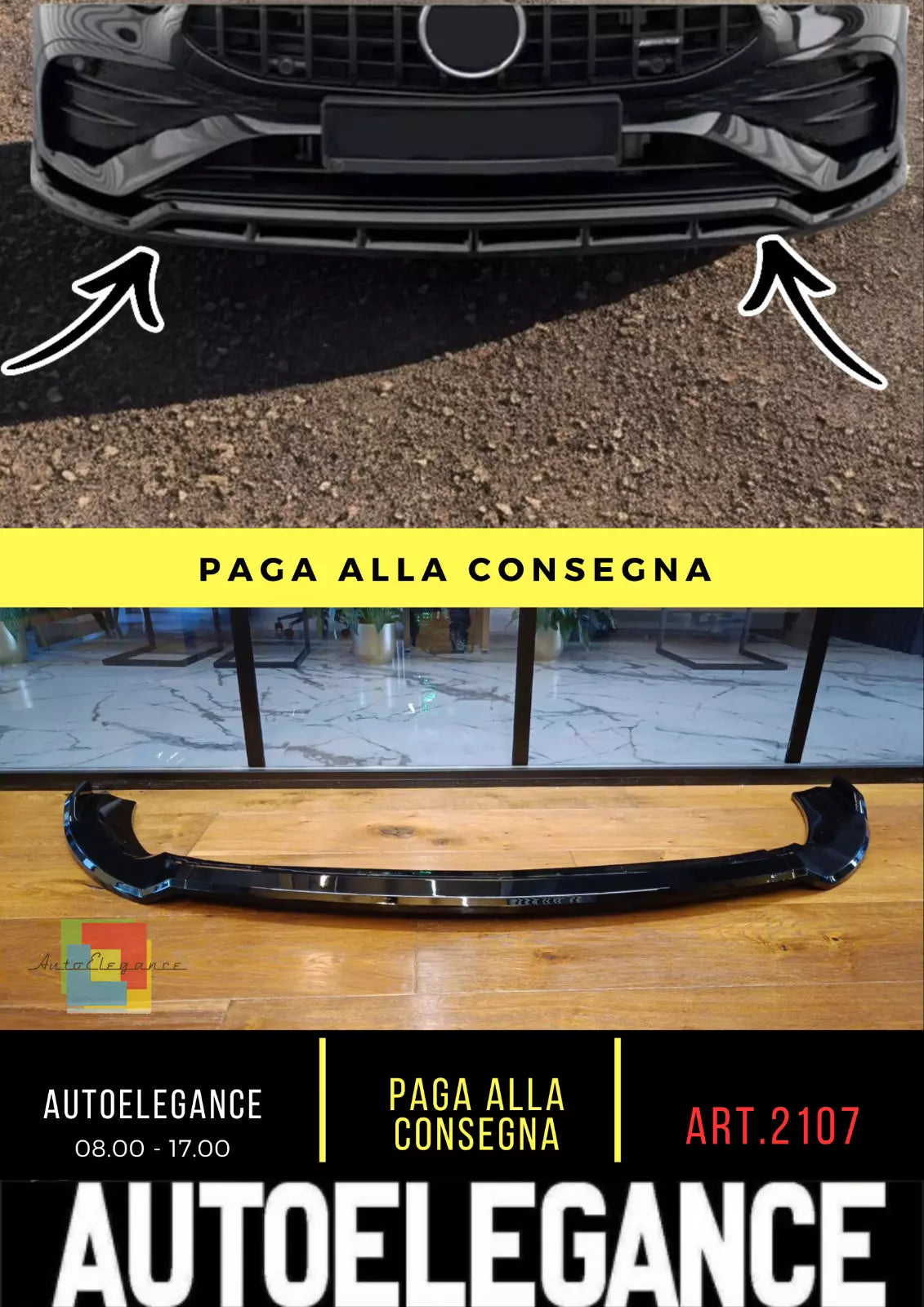 🔥2107 SPLITTER ADATTO PER MERCEDES CLASSE A W177 2024+ NERO LUCIDO (4 PEZZI)🔥