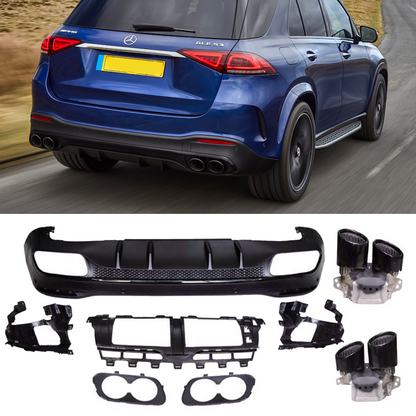 Per Mercedes W167 GLE SUV diffusore + mascherine scarico 2X2 (NERO) 53 OTTICA AMG