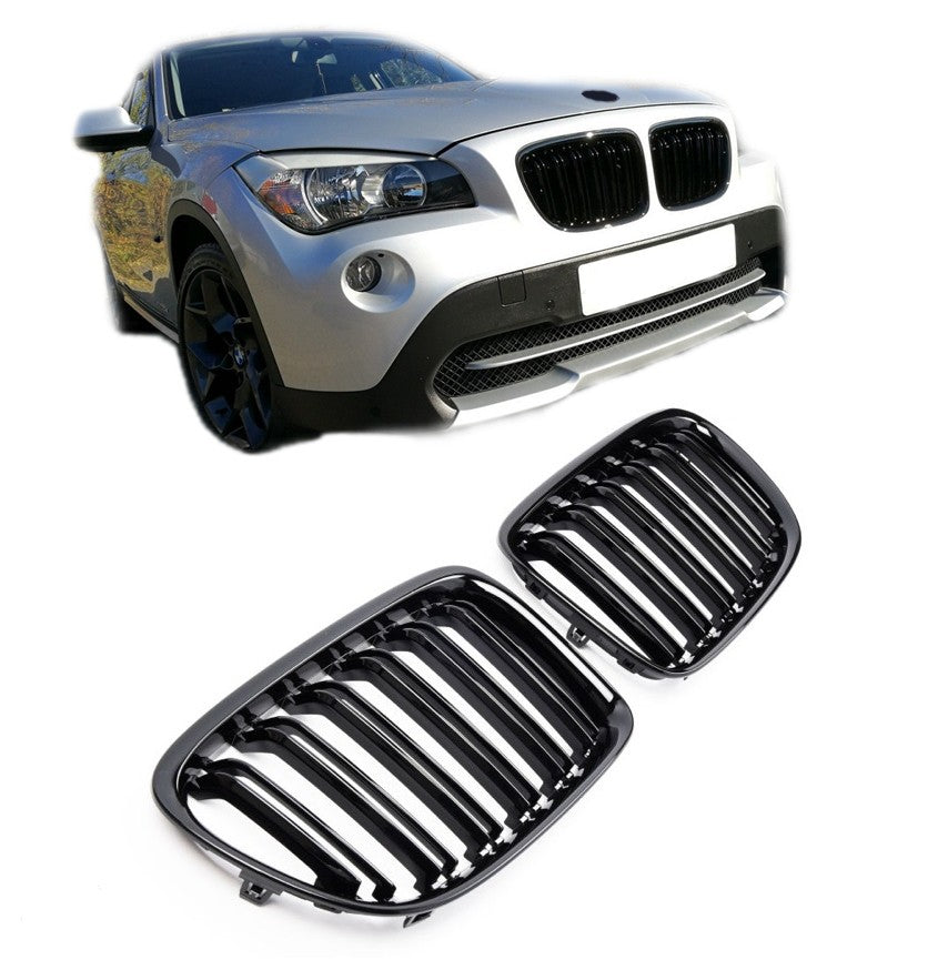 ADATTO PER BMW X1 E84 SPORT GRIGLIA RADIATORE DOPPIA STRISCIA NERA LUCIDA