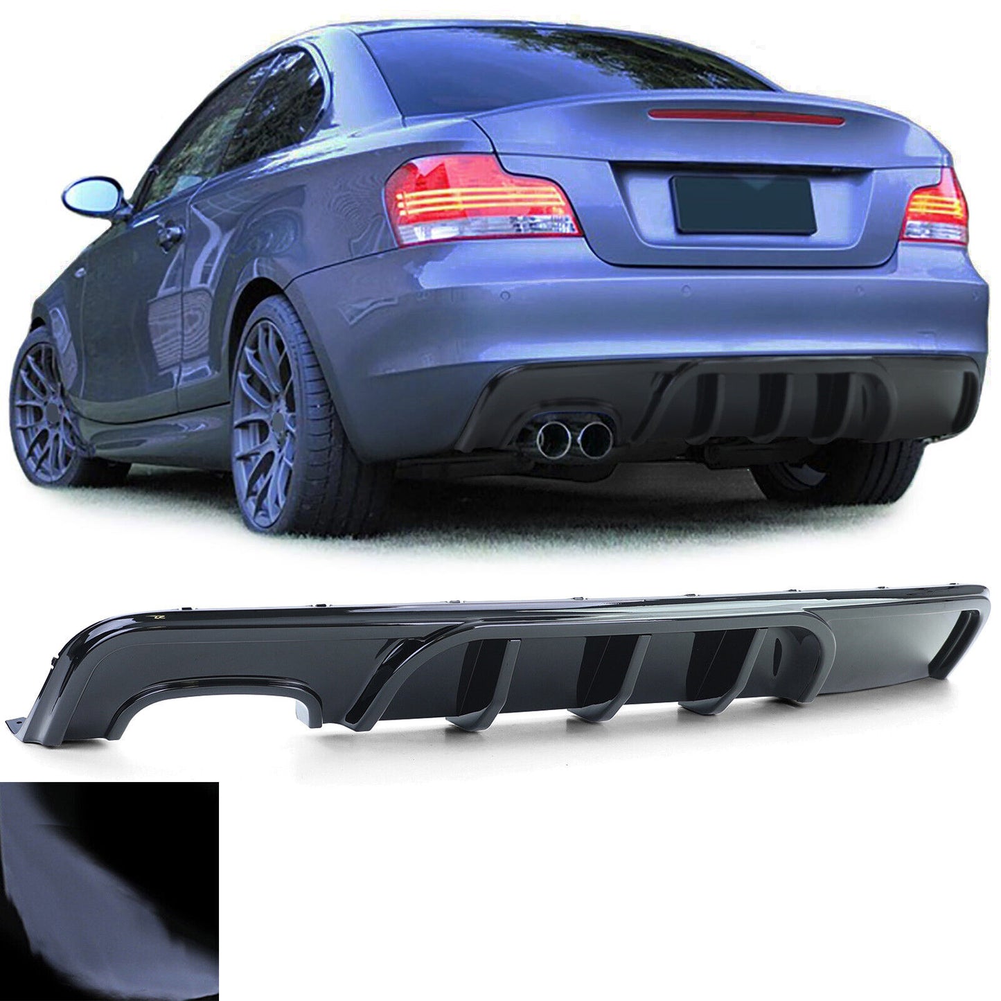 Rear Diffuser Sport Performance Gloss Black Compatible for BMW 1 Series E82 E88 07-13 