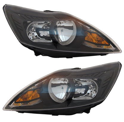 Headlight Set for Ford Focus MK2 Facelift 2008- Halogen H1 H7 Black LWR 