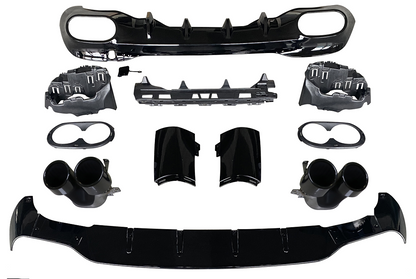 Diffusore spoiler posteriore + marmitte (NERO) in LOOK SPORTIVO per Mercedes ...