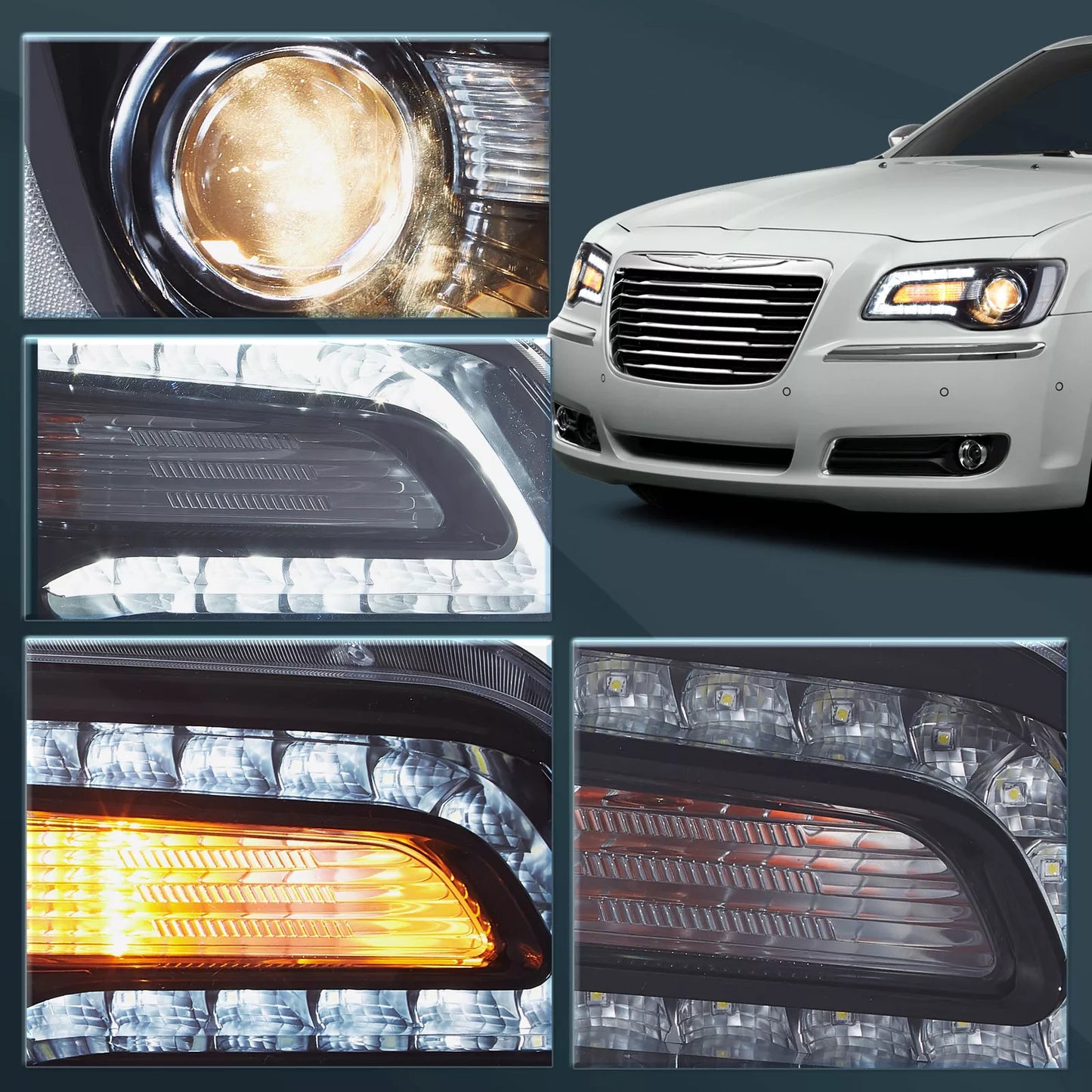 ⭐ART.2938 Kit Fari Anteriori a LED + Fanali Posteriori Fumé – Chrysler 300 ⭐
